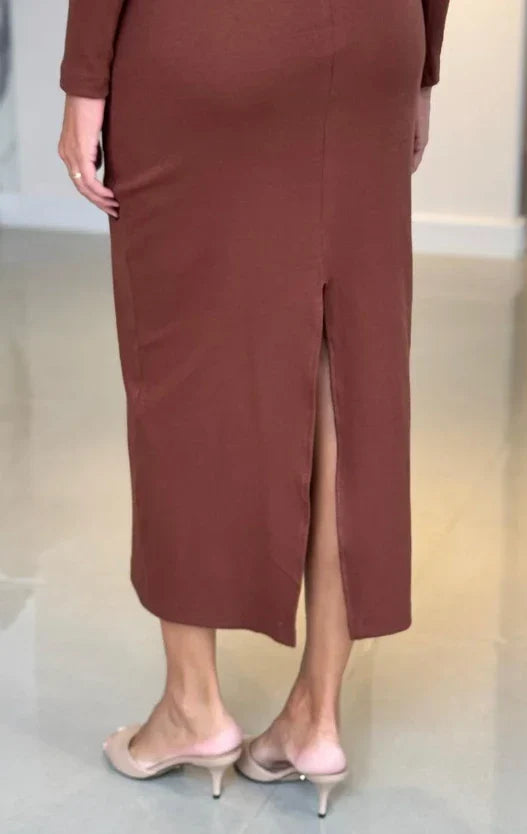 Robe Midi Canelado avec Fenda Virginia