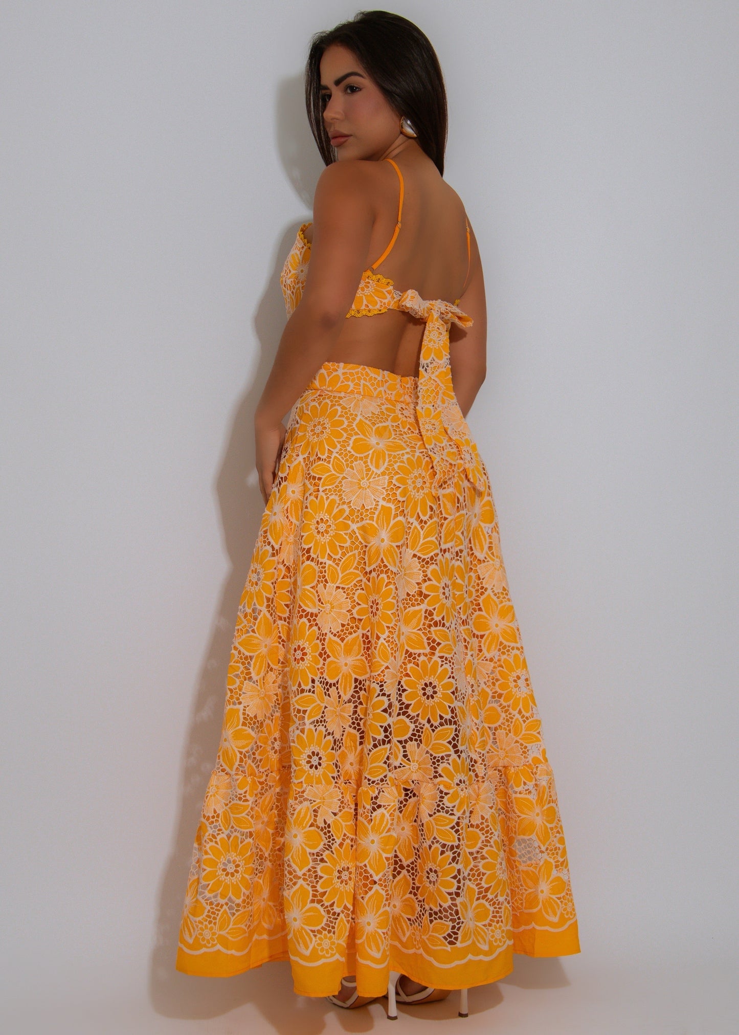 Robe Fada Midi Floral Amarelo