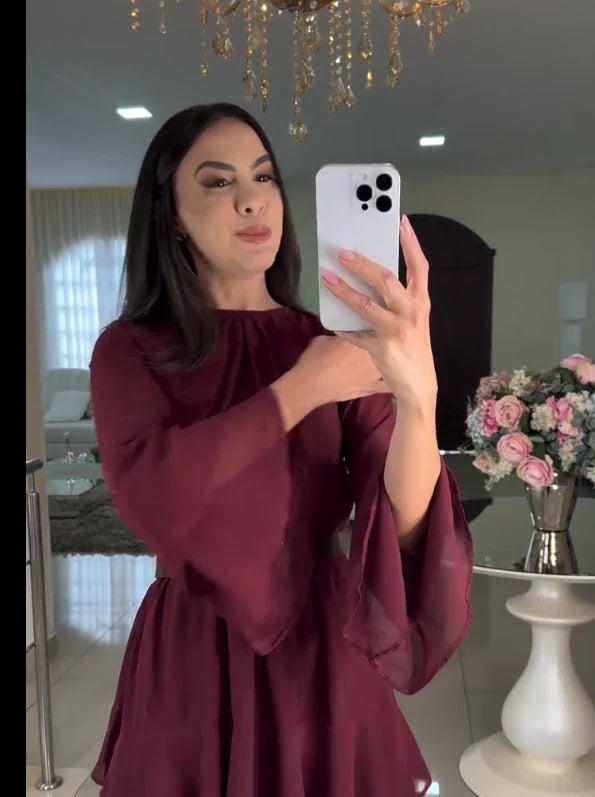 Robe Romance Marsala Leveza, Movimento et Sofisticação