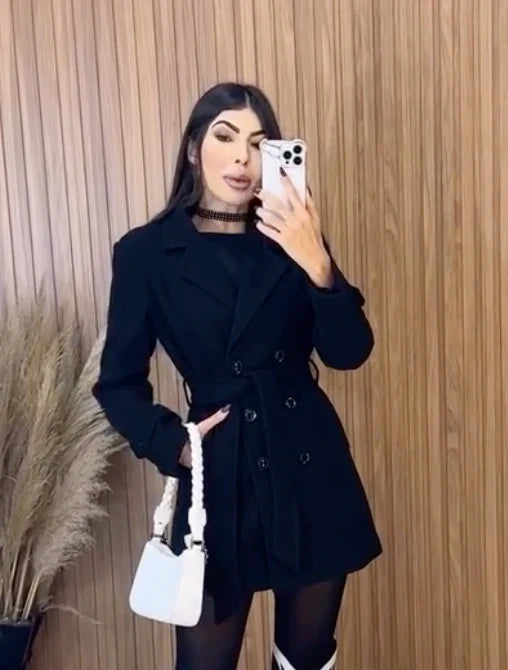 Sobretudo lã batida importada