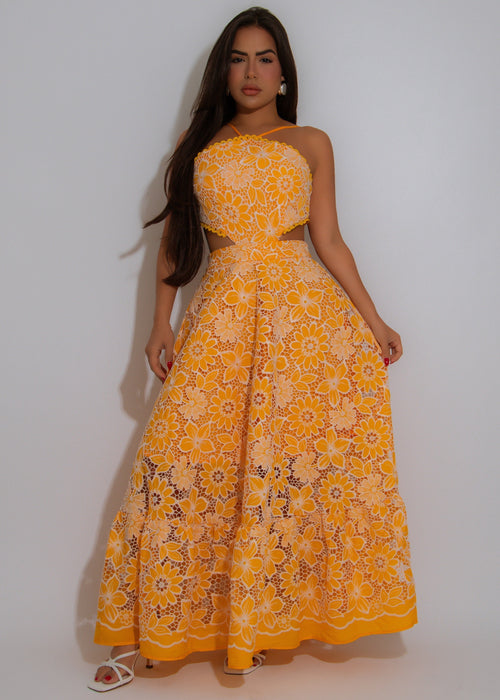 Robe Fada Midi Floral Amarelo