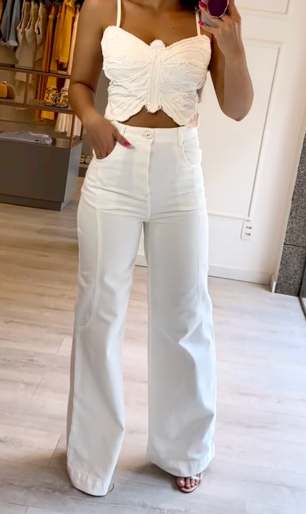 Conjunto Mariana Cropped Borboleta e Calça Pantalo