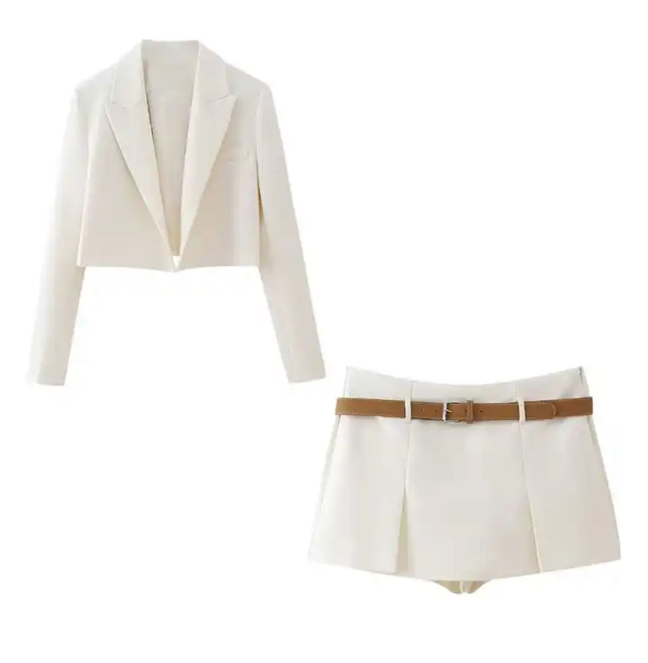 Ensemble Blazer et Saia Tulipe Off White