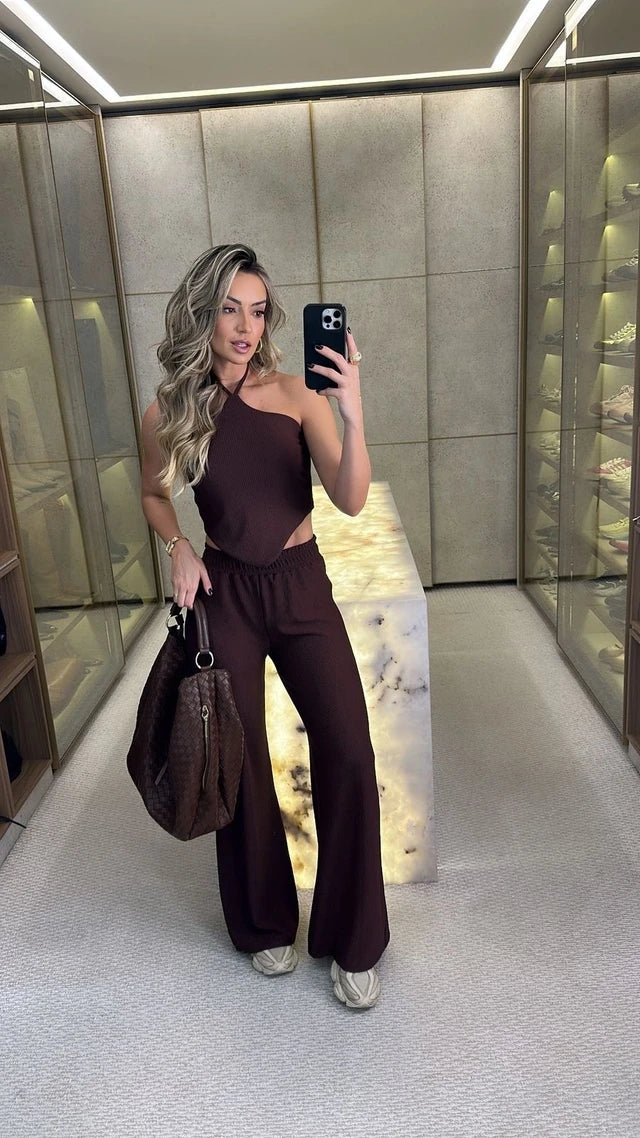 Conjunto Canelado | Bico e Calça recadré