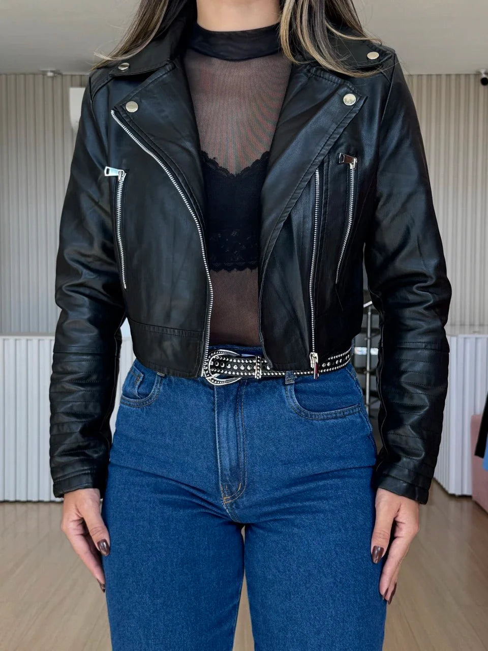 Veste en cuir Lívia