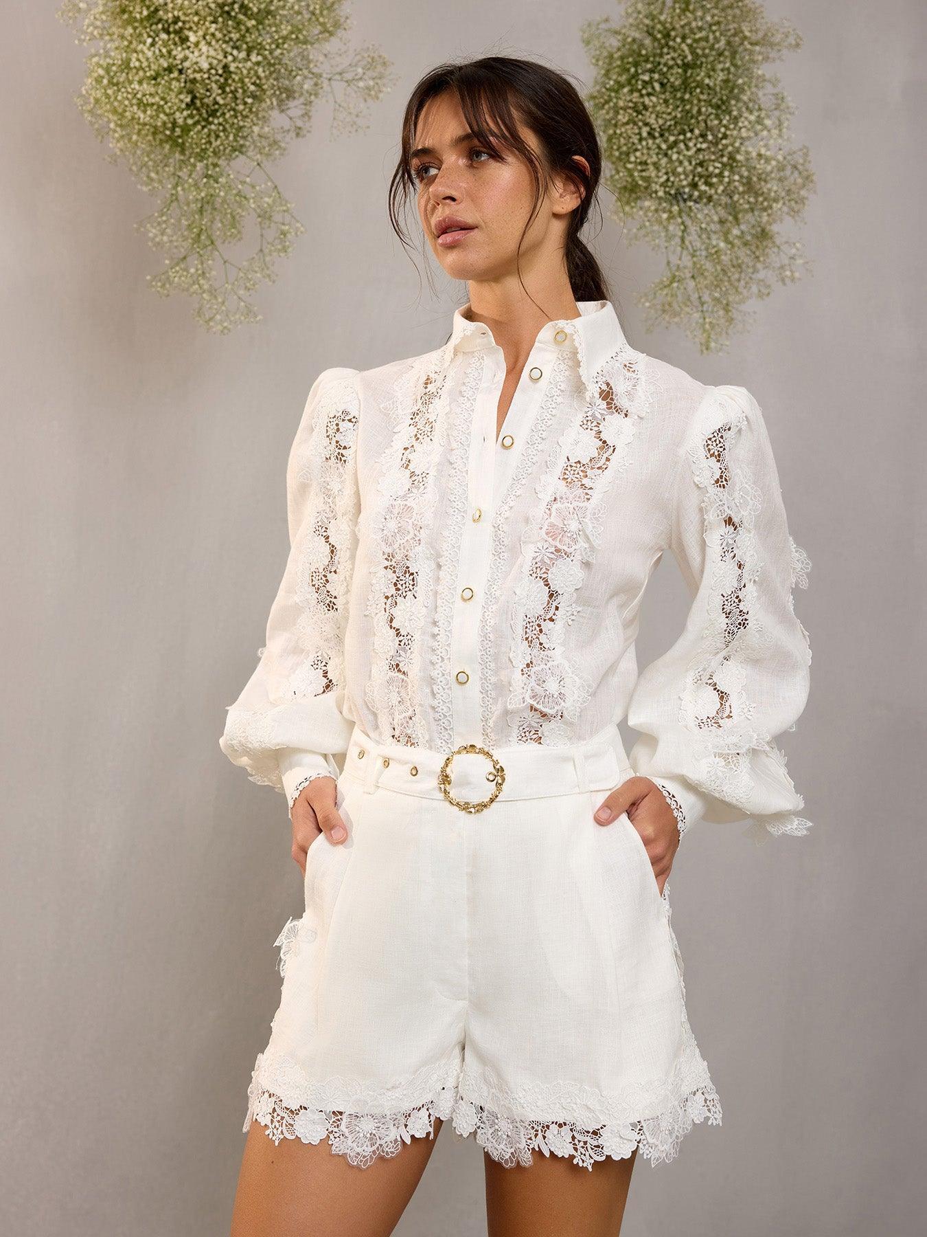 Conjunto Mia em Linho avec Détails en Renda