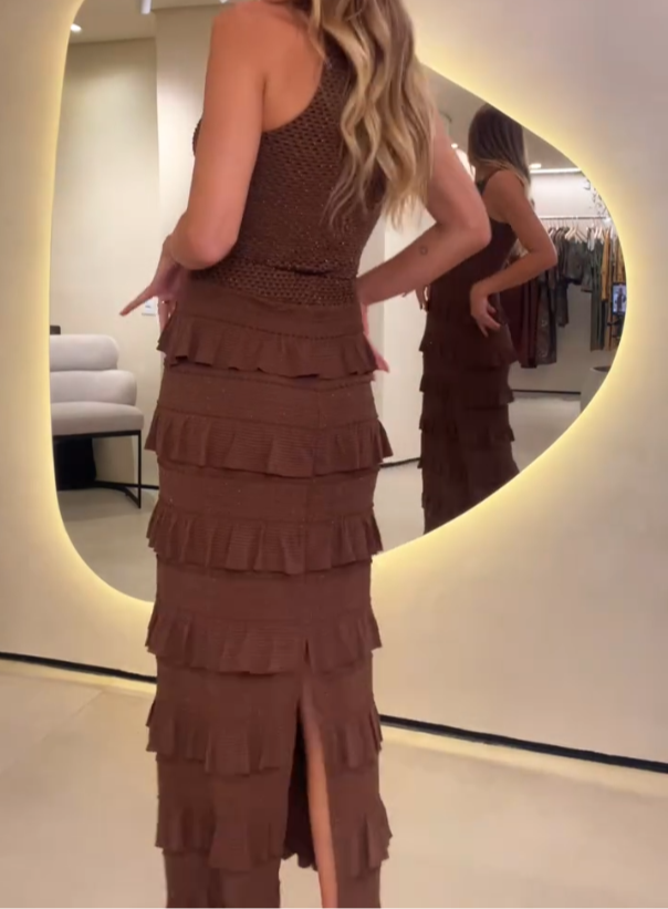 Robe Marrom avec Babados