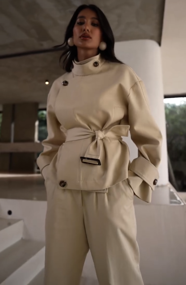 Conjunto Alfaiataria Bege avec botões maxi