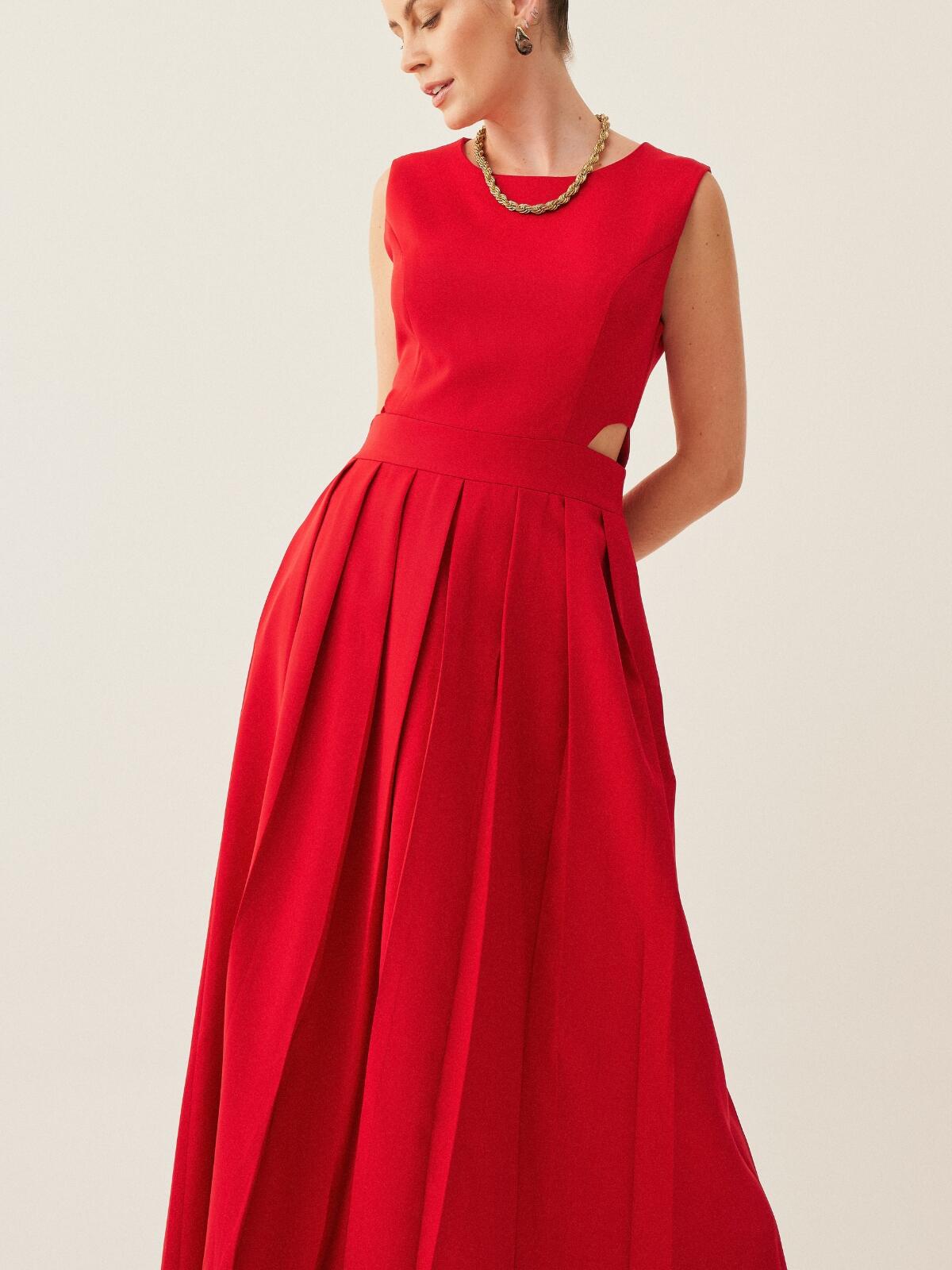 Robe Midi Jessica à Alfaiataria avec Recortes Laterais et Pregas Frontais