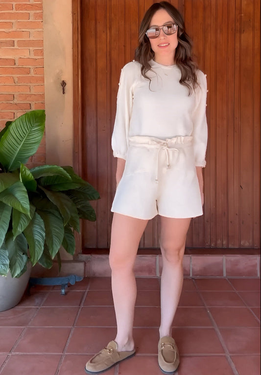 Conjunto Feminino chez Malha Canelada 