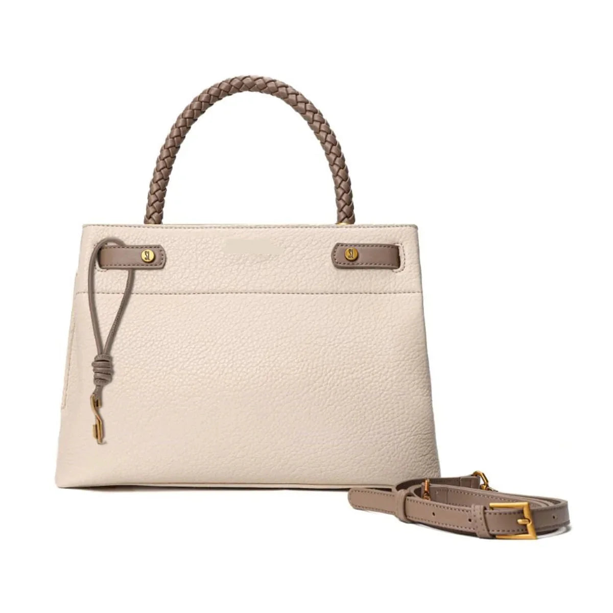 Bolsa Tote Floater Bege Alça Dupla Couro Legítimo