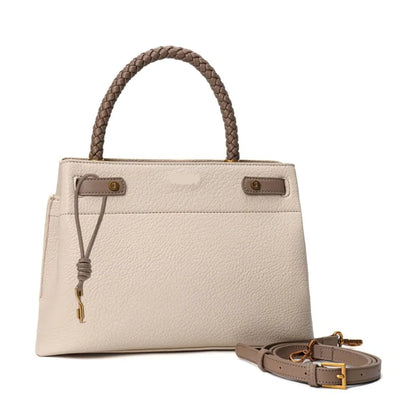 Bolsa Tote Floater Bege Alça Dupla Couro Legítimo