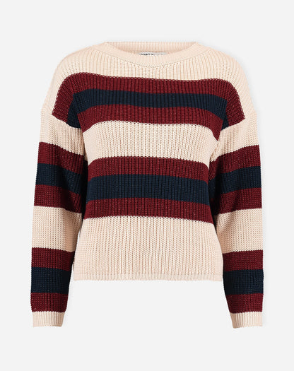 Suéter de Tricot Listrado - Bege 