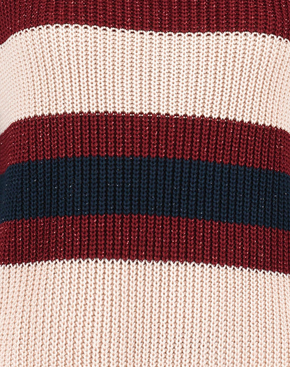 Suéter de Tricot Listrado - Bege 