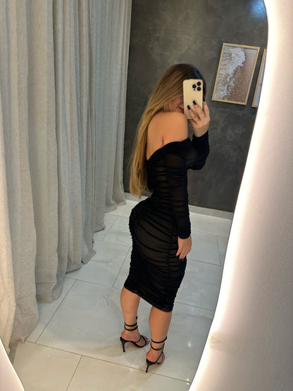 Robe Midi Transparente Ombro à Ombro Cobry 