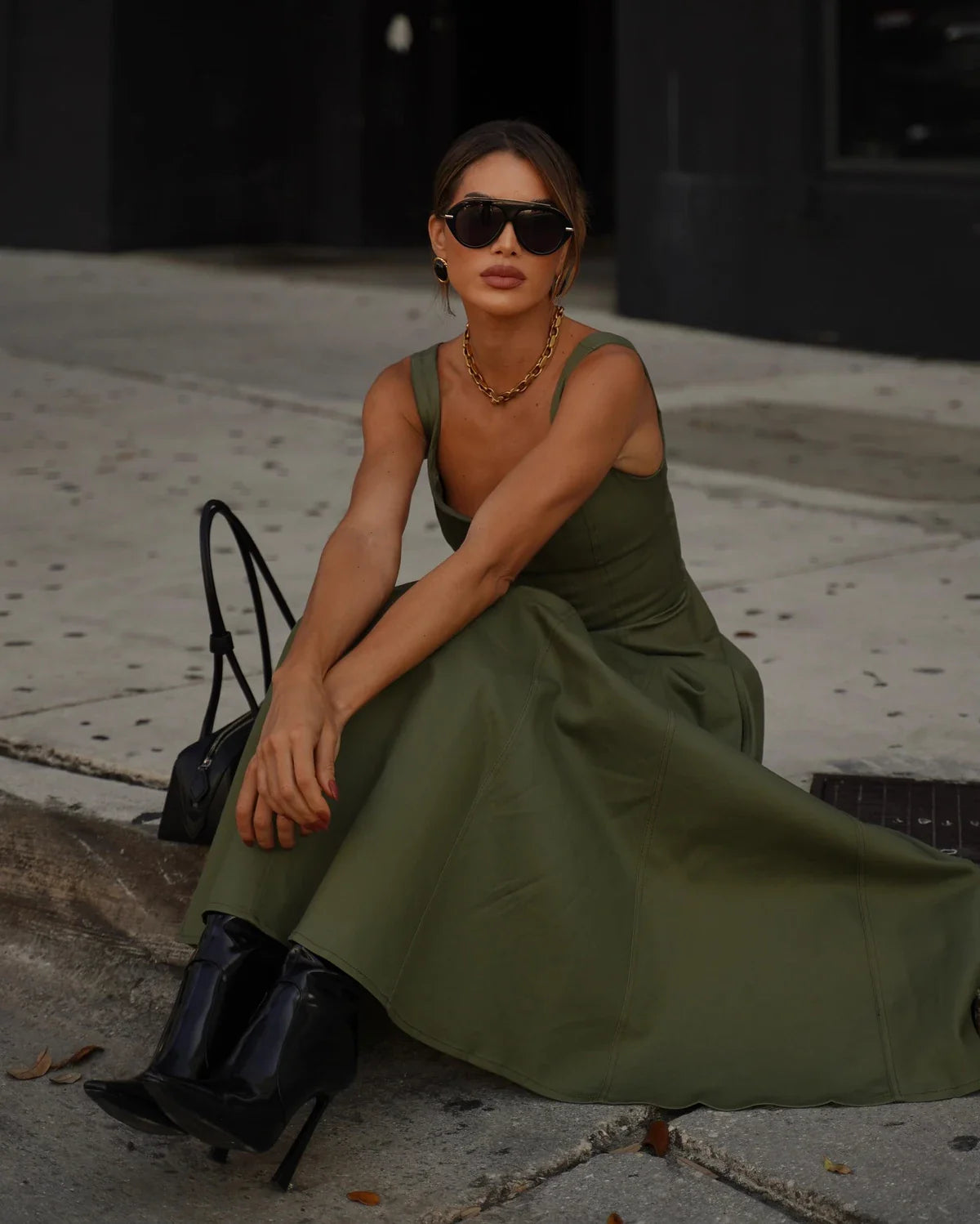 Robe Midi Giulia Com Pesponto 