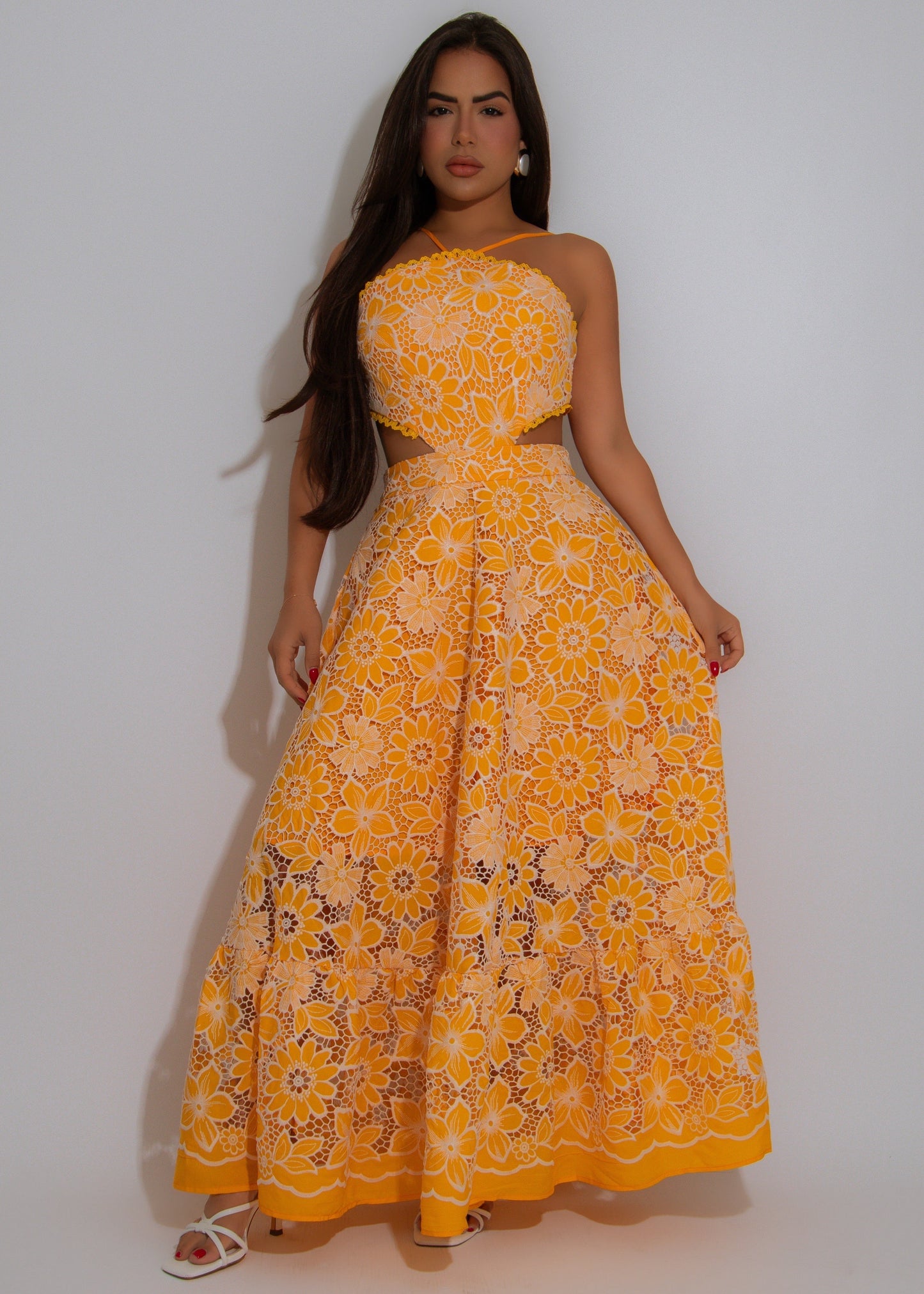 Robe Fada Midi Floral Amarelo