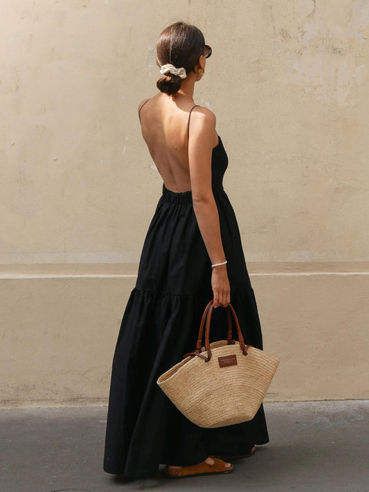 Robe Longo Liso avec Costas Nuas 