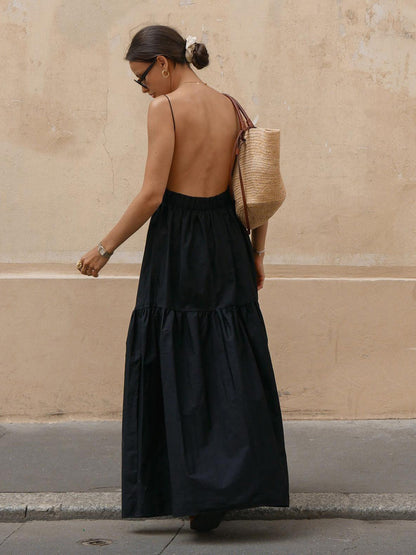 Robe Longo Liso avec Costas Nuas 