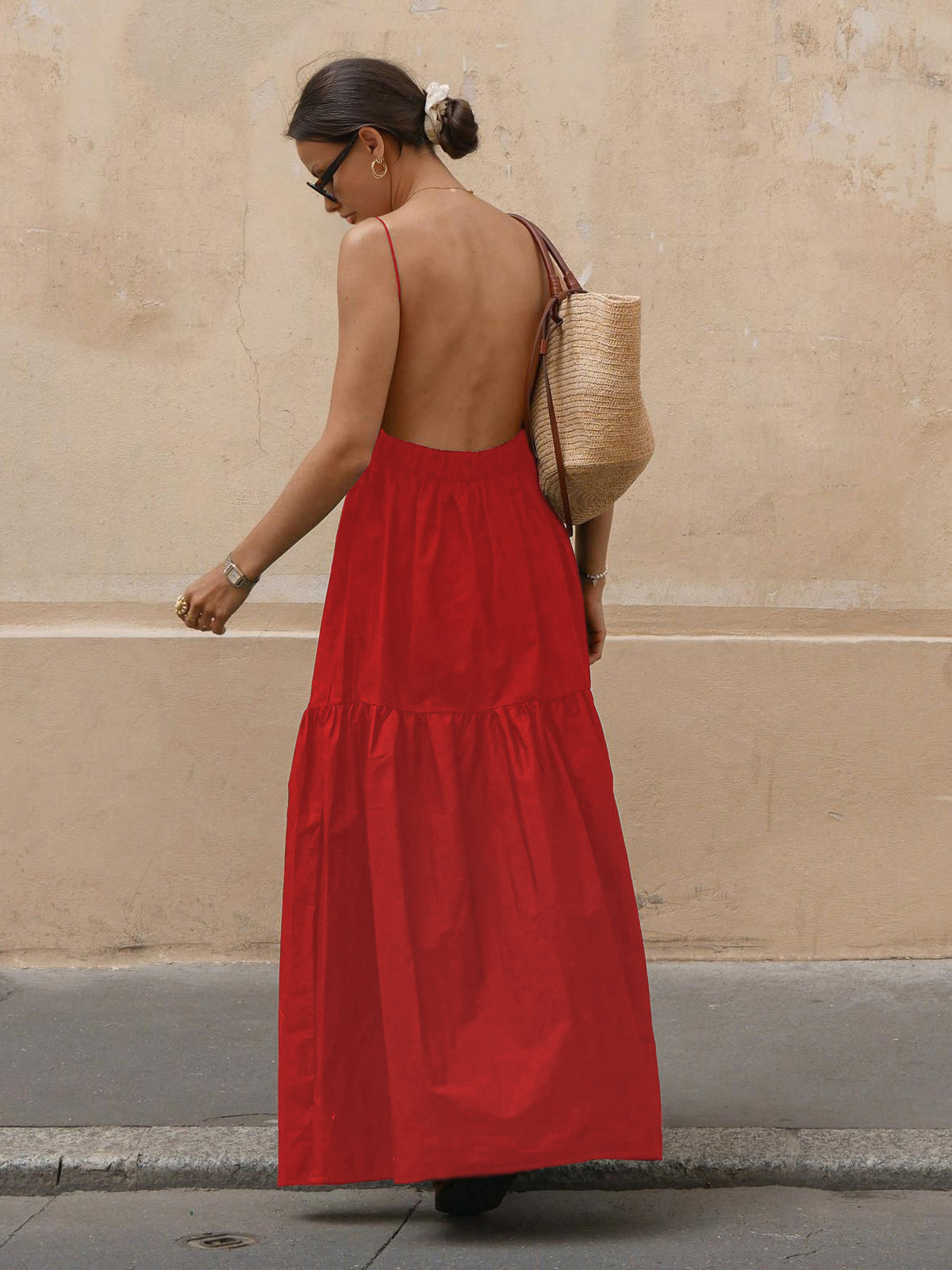 Robe Longo Liso avec Costas Nuas 