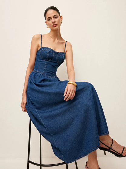 Robe Amélie Jeans avec Decote Coração