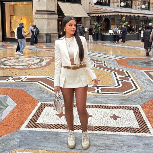 Ensemble Blazer et Saia Tulipe Off White 