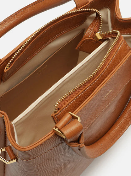 Bolsa Tote Marrom Couro Legítimo Textura