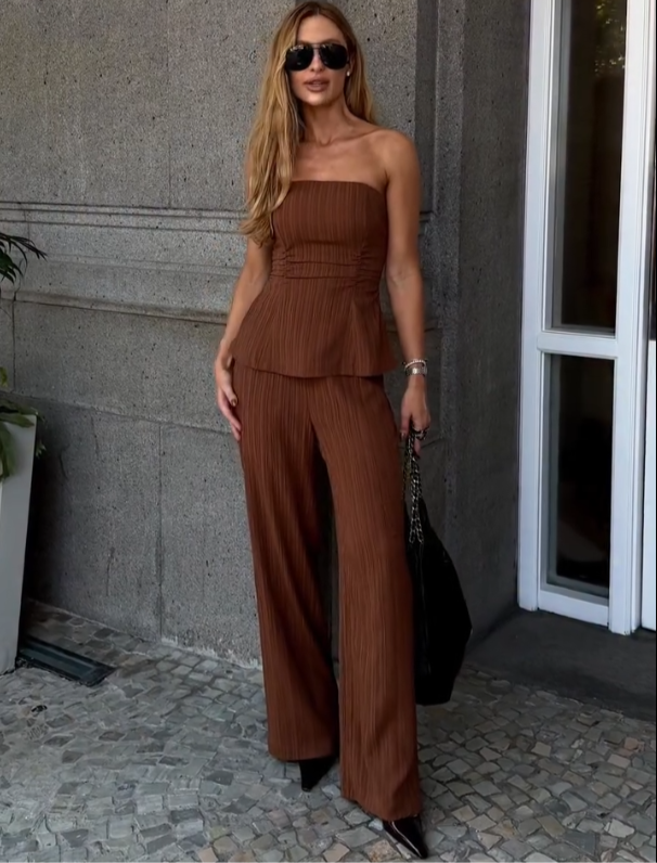 Conjunto Chic Plissado Feminino 