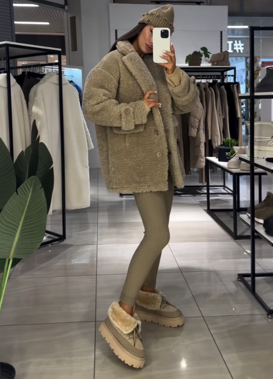 Manteau en peluche féminin Casaco 