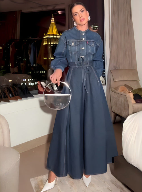 Robe Midi Jeans Utilitaire Chic 