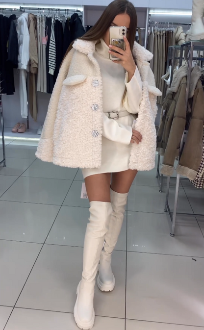 Sobretudo Feminino Karina – Teddy Off White 