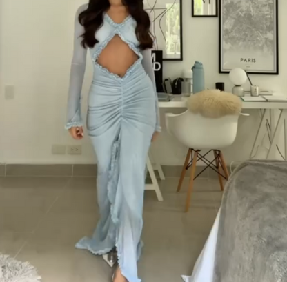 Robe féminine Alinê – Longo com Recortes 