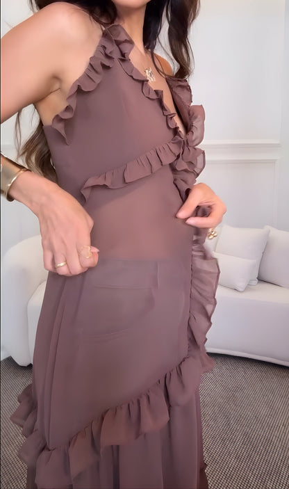 Saída Longa Feminina com Babados