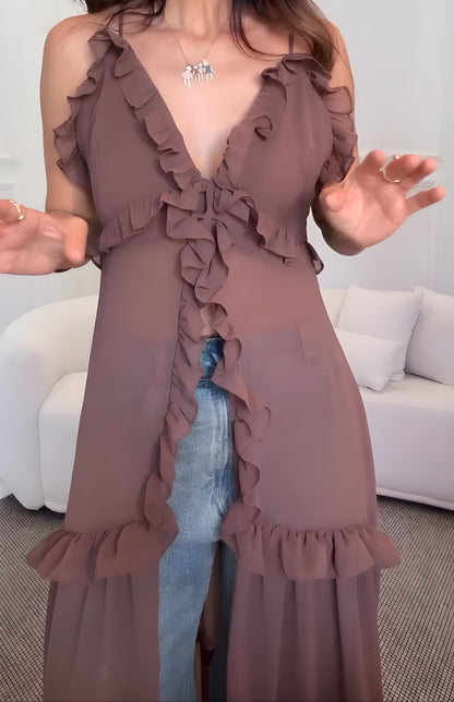 Saída Longa Feminina com Babados