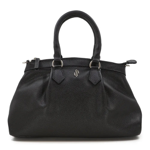 Bolsa Tote Preto Couro Legítimo Detalhe Franzido