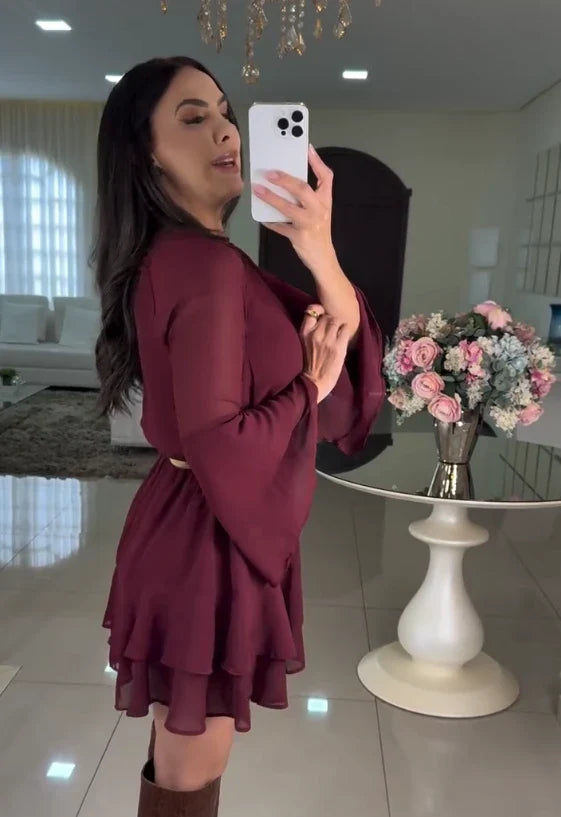 Robe Romance Marsala Leveza, Movimento et Sofisticação 