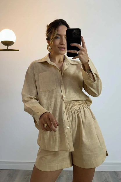 Ensemble féminin Max Camisa et Short en Linho 