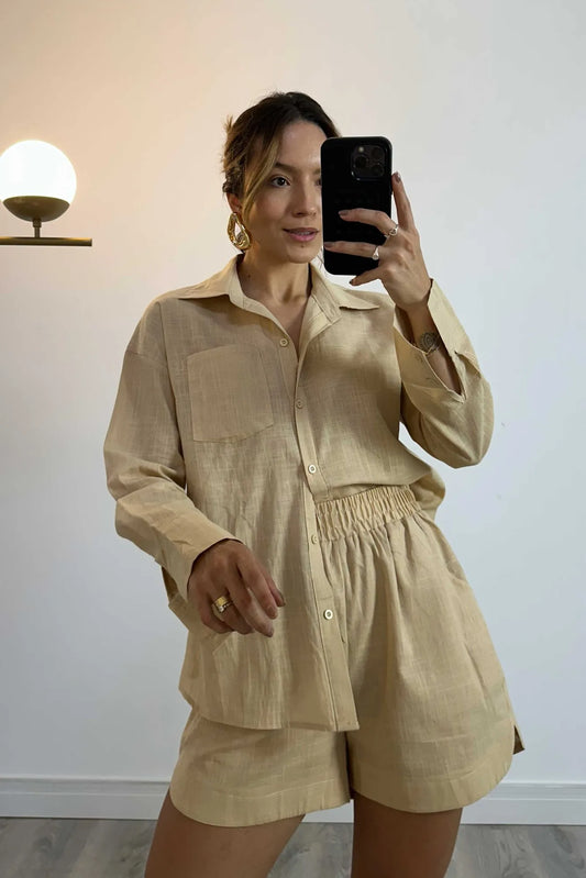 Ensemble féminin Max Camisa et Short en Linho 