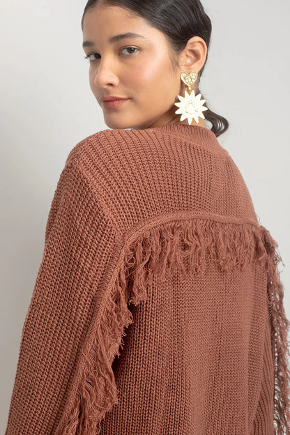 Casaco Tricot Franja Valônia Véras 