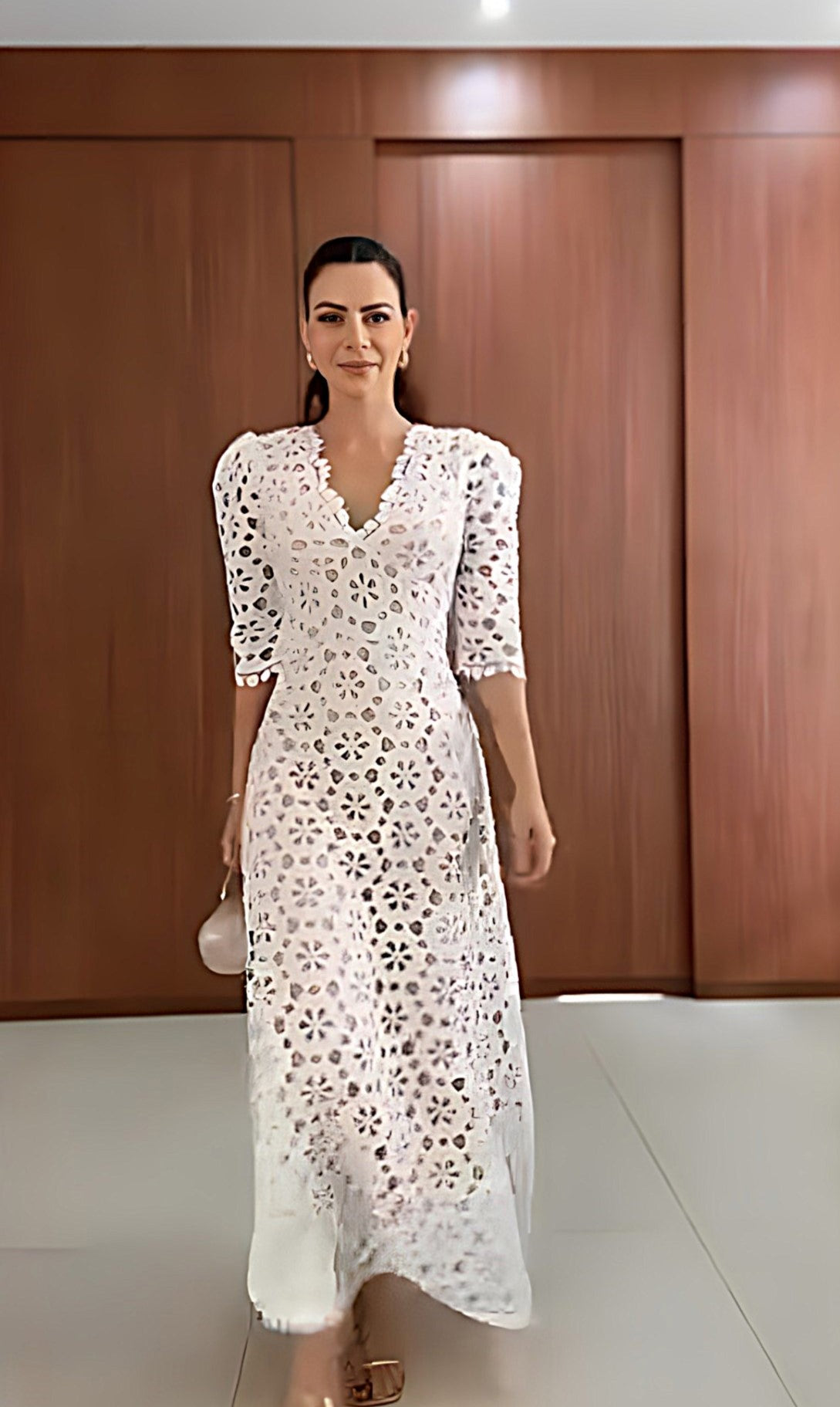 Robe Midi Aurora em Laise Bordada