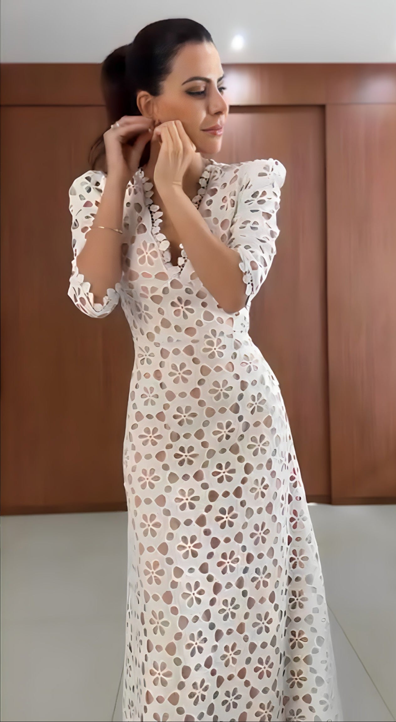 Robe Midi Aurora em Laise Bordada