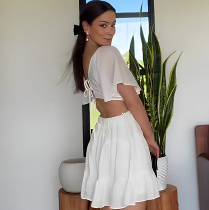 Robe Clara – Curto em Algodão com Amarração Frontal 