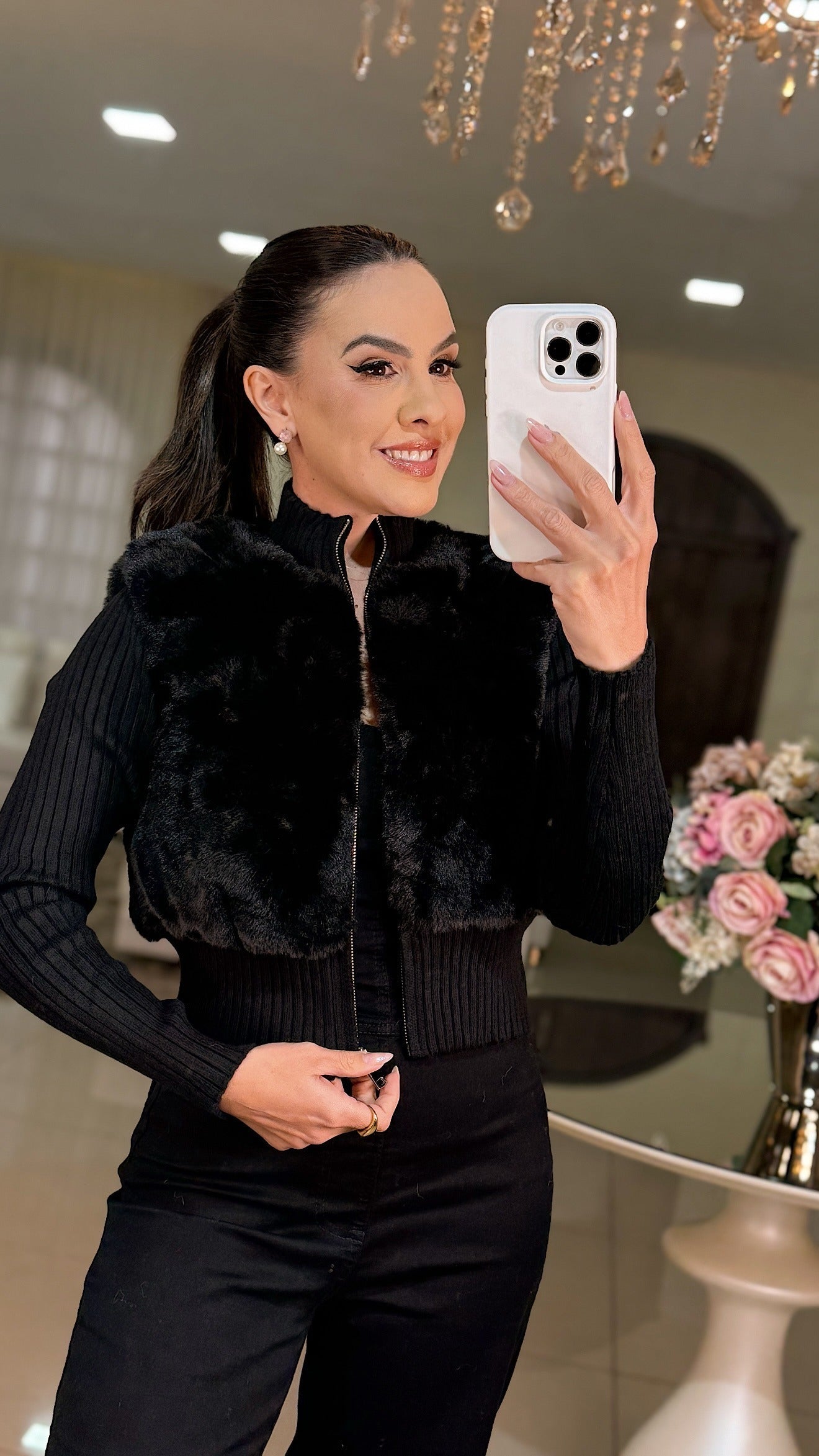 Casaco Paris Lux – Tricot avec Pele Sintética Elegante 