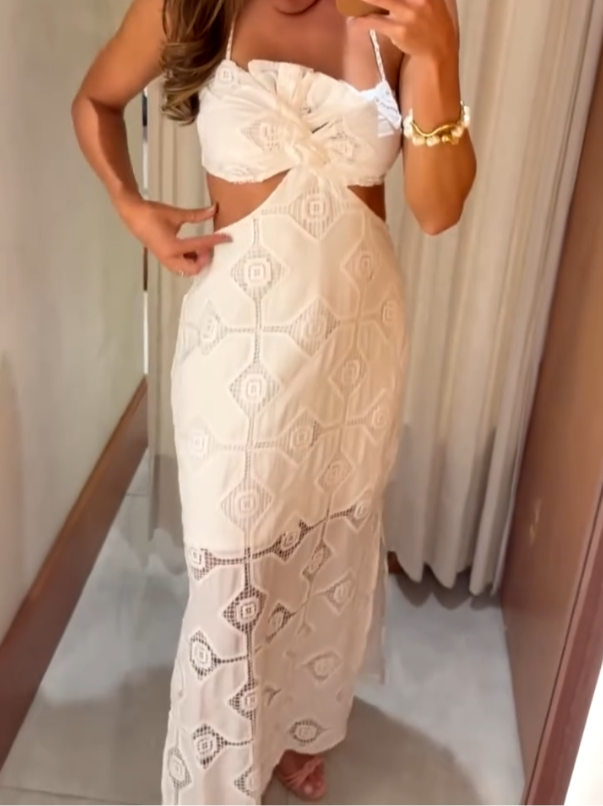 Robe longue Laise Branco avec Recortes 