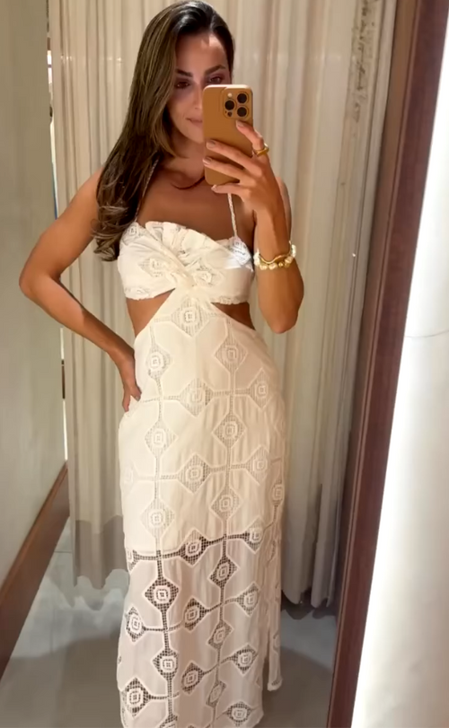 Robe longue Laise Branco avec Recortes 