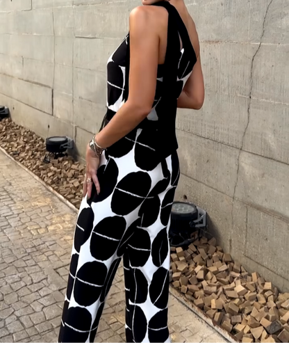 Macacão Ombro Único Estampa Geométrica