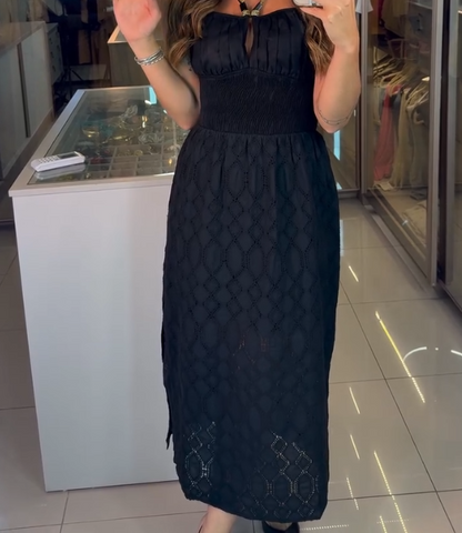 Vestido Midi em Laise Preto 
