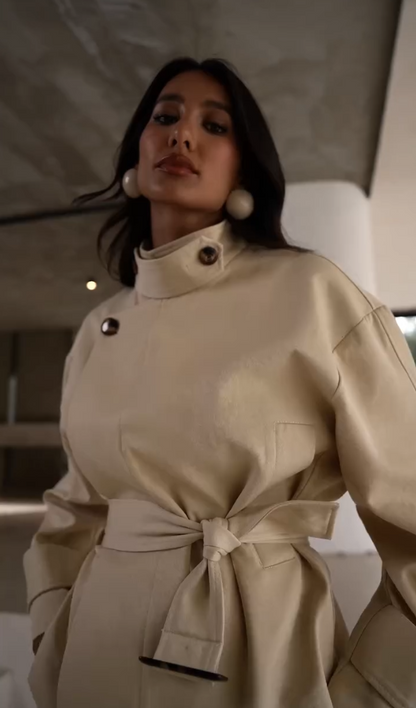 Conjunto Alfaiataria Bege avec botões maxi 