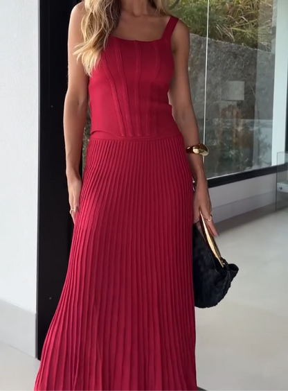 Conjunto Plissado Vermelho atemporel