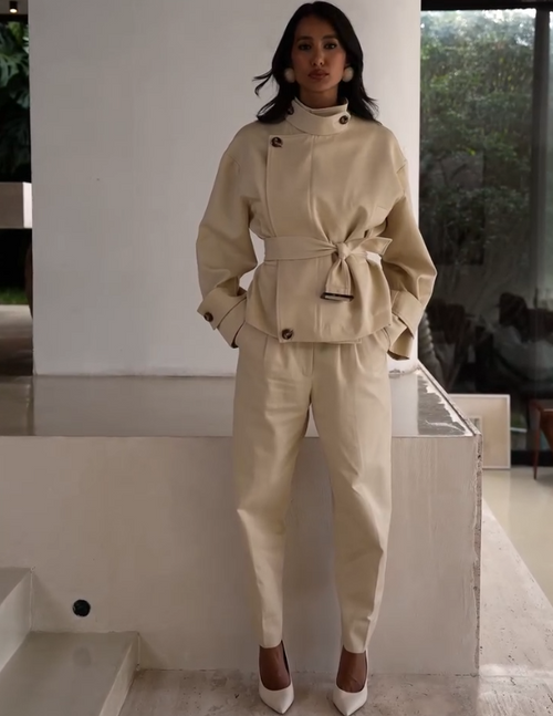 Conjunto Alfaiataria Bege avec botões maxi 